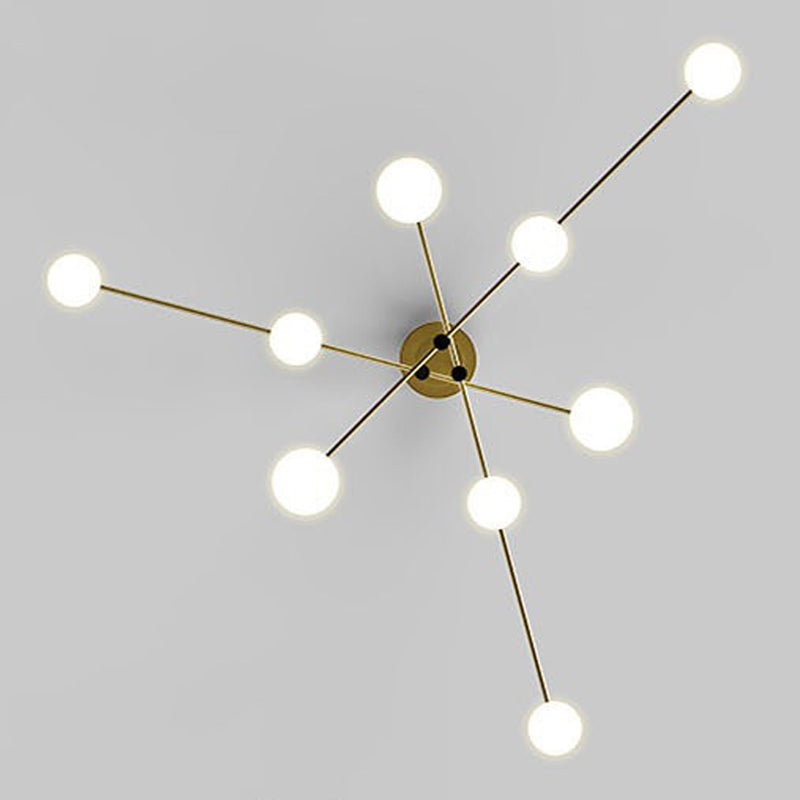 5 / 6 / 9 - Light Kitchen Island Pendant Iron and Glass Ceiling Fixture in Black / Gold