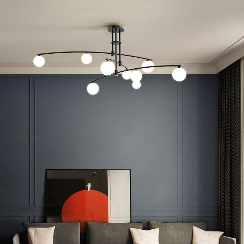 5 / 6 / 9 - Light Kitchen Island Pendant Iron and Glass Ceiling Fixture in Black / Gold