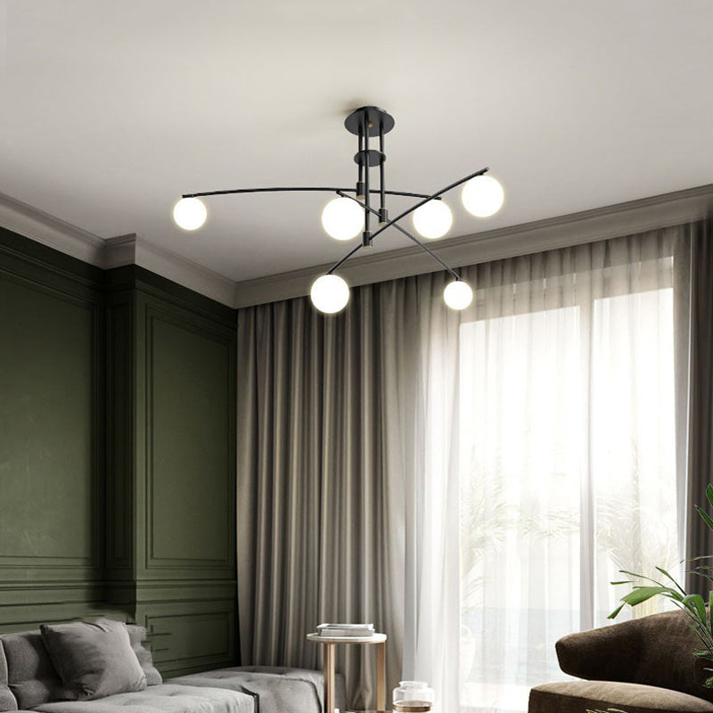 5 / 6 / 9 - Light Kitchen Island Pendant Iron and Glass Ceiling Fixture in Black / Gold