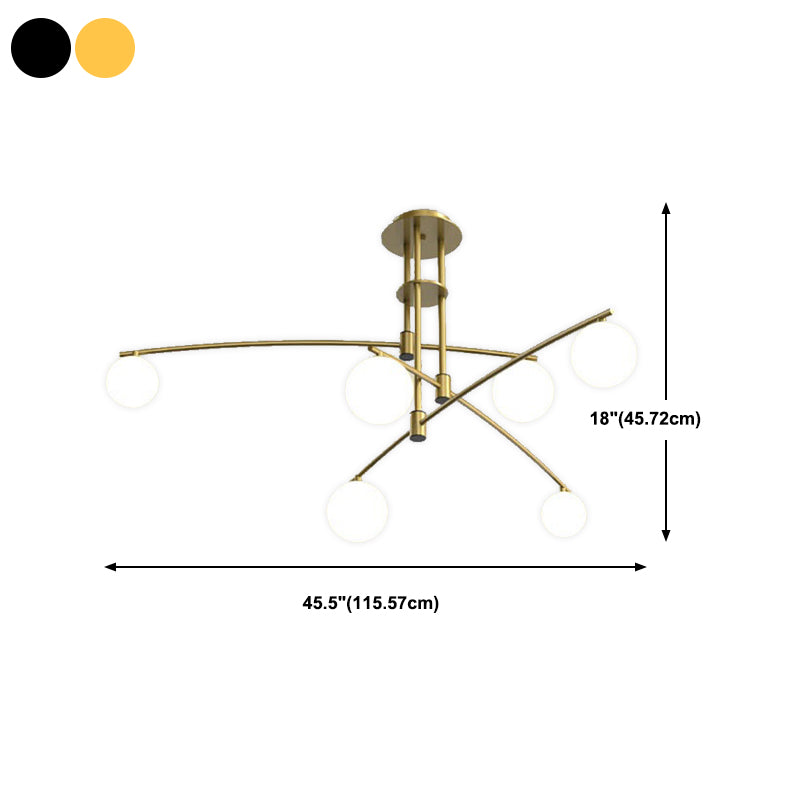 5 / 6 / 9 - Light Kitchen Island Pendant Iron and Glass Ceiling Fixture in Black / Gold