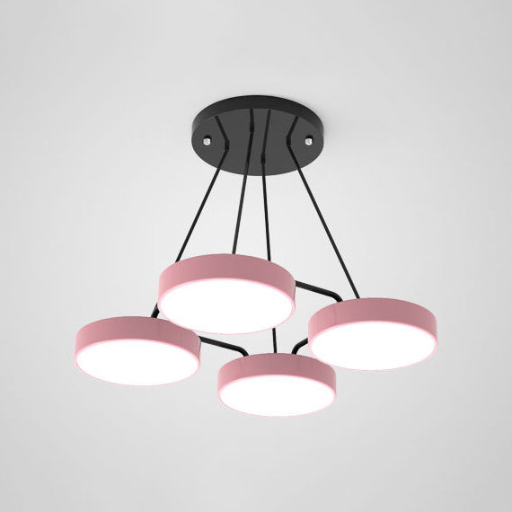Acrylic Round Shade Chandelier Macaron Stylish Pendant Light for Nursing Room Bedroom