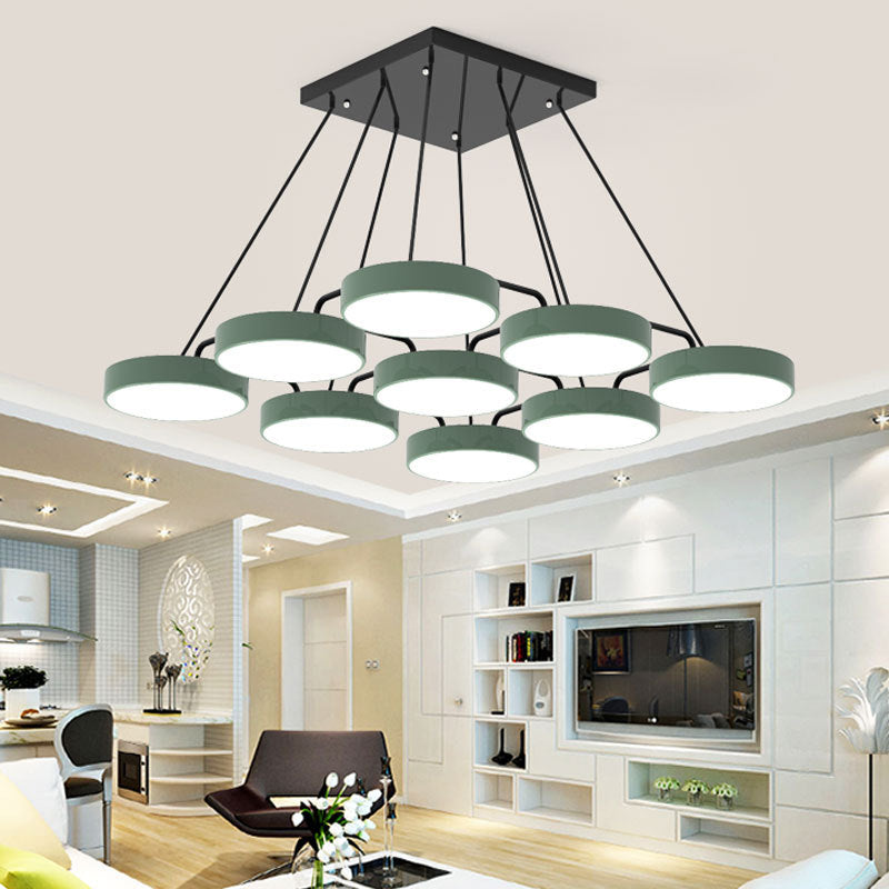 Acrylic Round Shade Chandelier Macaron Stylish Pendant Light for Nursing Room Bedroom