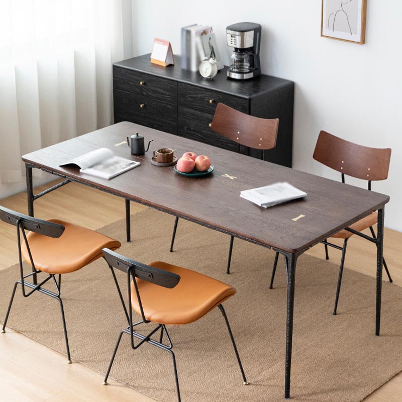 Oak Wood and Iron Dinette Table Traditional Luxury 4 Legs Dining Table