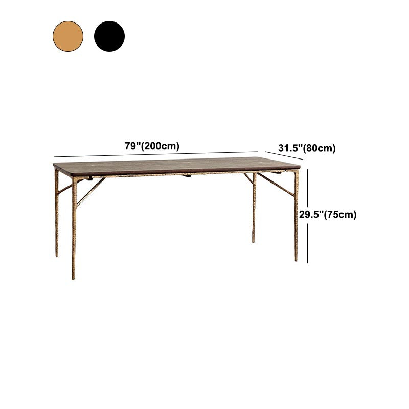 Oak Wood and Iron Dinette Table Traditional Luxury 4 Legs Dining Table