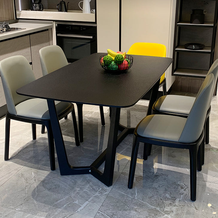 Rectangle Dining Table Sintered Stone Dining Table with Trestle Base