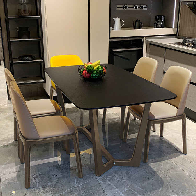 Rectangle Dining Table Sintered Stone Dining Table with Trestle Base