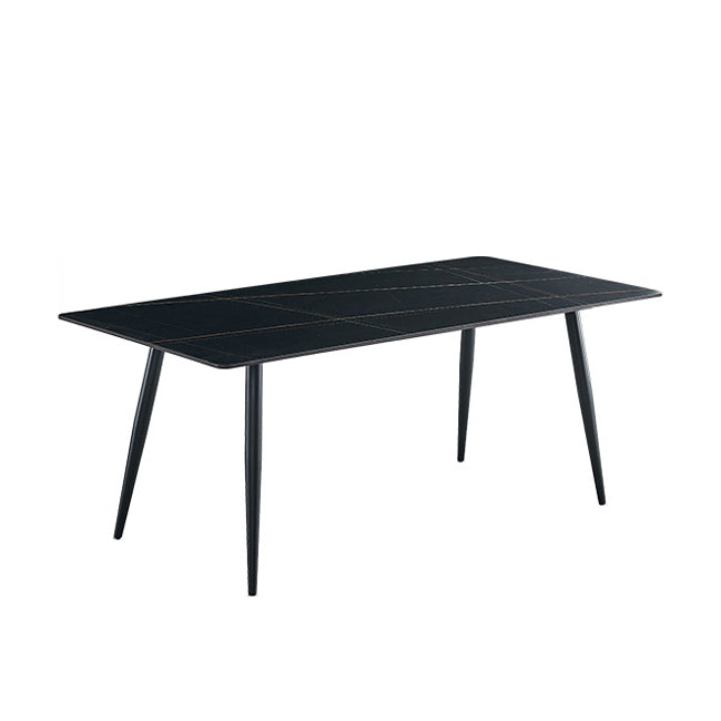 Industrial Rectangle Stone Table Standard Height Kitchen Room Table with 4 Legs