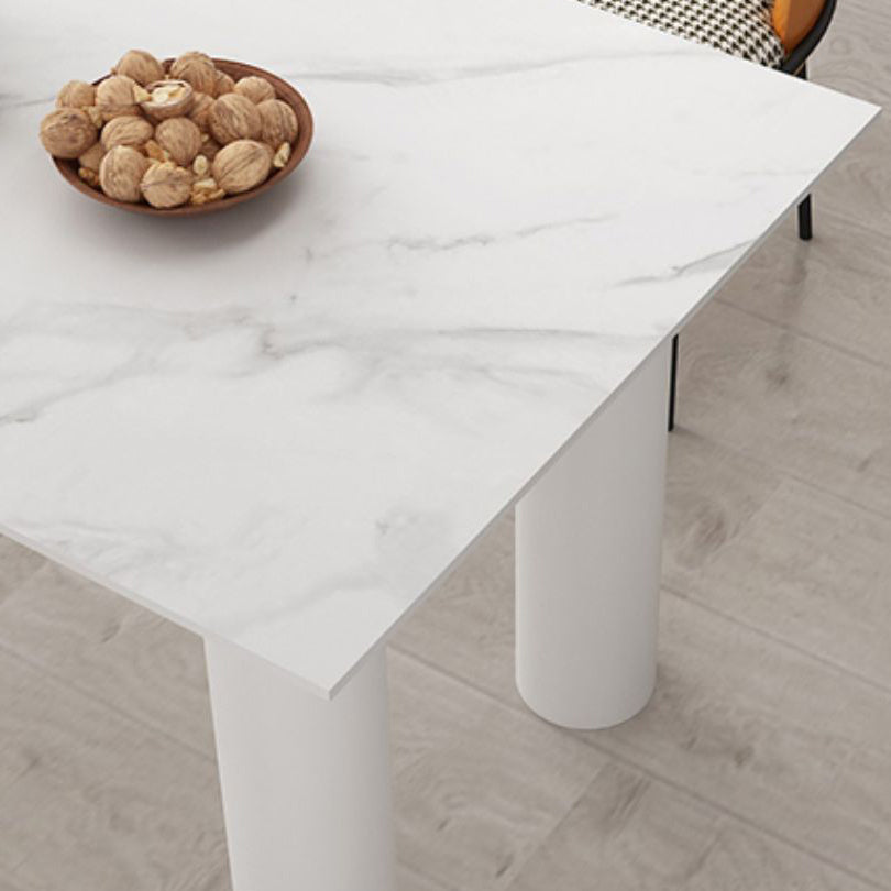 White Free Form Stone Dining Table Modern Furniture with Tripod Base in Matte Finish