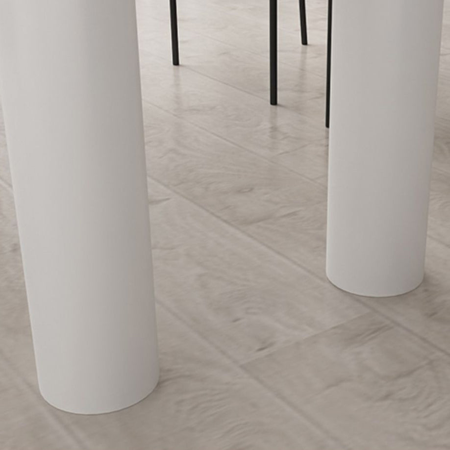 White Free Form Stone Dining Table Modern Furniture with Tripod Base in Matte Finish