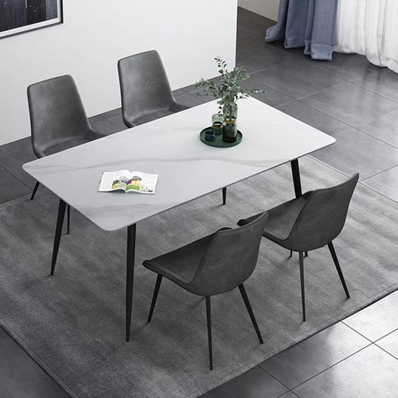 Industrial Rectangle Stone Table Standard Height Kitchen Table with 4 Legs