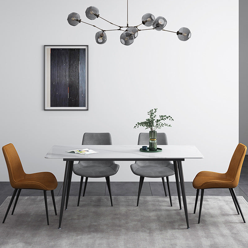 Industrial Rectangle Stone Table Standard Height Kitchen Table with 4 Legs