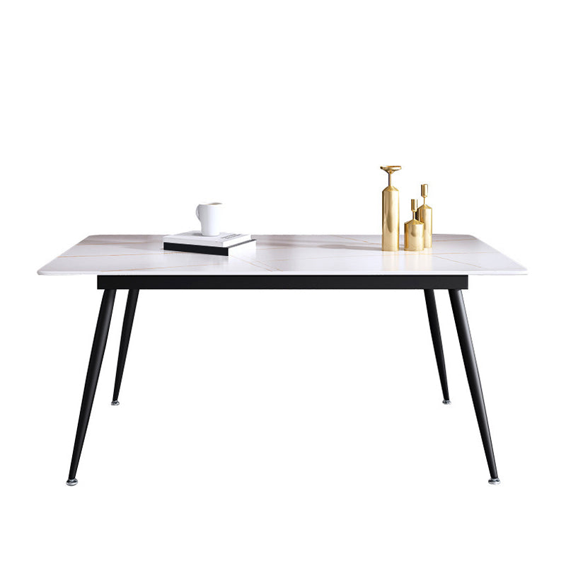 Industrial Rectangle Stone Table Standard Height Kitchen Table with 4 Legs