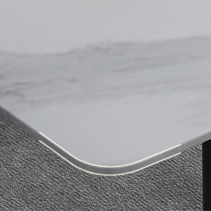 Industrial Rectangle Stone Table Standard Height Kitchen Table with 4 Legs