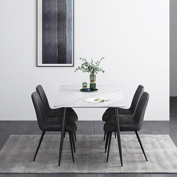 Industrial Rectangle Stone Table Standard Height Kitchen Table with 4 Legs