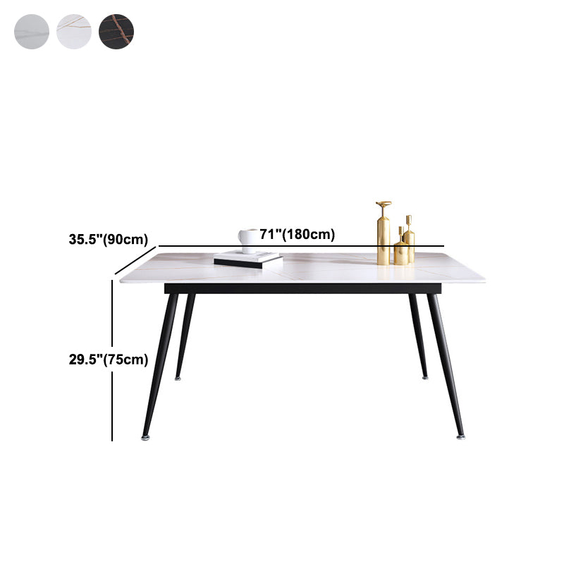 Industrial Rectangle Stone Table Standard Height Kitchen Table with 4 Legs