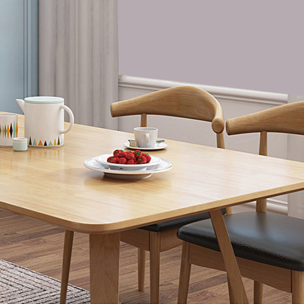 Rubberwood Solid Wood Dining Table Rectangle Table for Home Kitchen