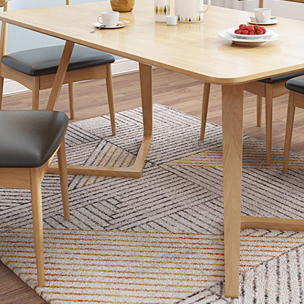 Rubberwood Solid Wood Dining Table Rectangle Table for Home Kitchen