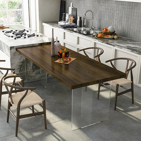 Solid Wood Double Pedestal Table Rectangle Modern Dining Room Kitchen Table