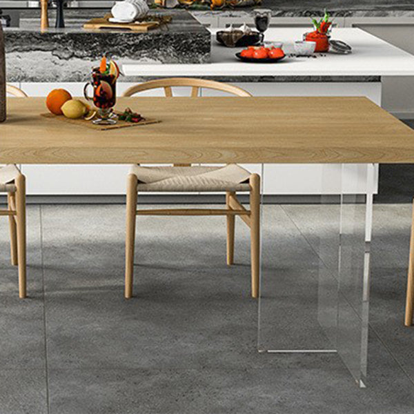 Solid Wood Double Pedestal Table Rectangle Modern Dining Room Kitchen Table