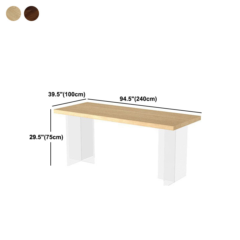 Solid Wood Double Pedestal Table Rectangle Modern Dining Room Kitchen Table