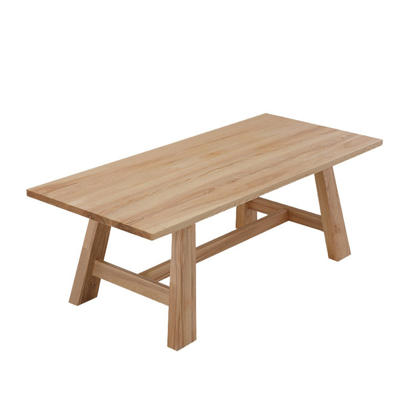Solid Wood Dining Table Rectangle Dining Table with Trestle Base