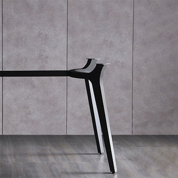 Gray Stone Top Table Rectangle Modern Dining Table with 4 Legs