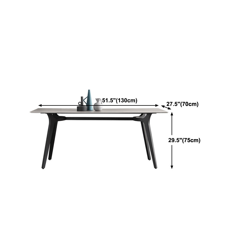 Gray Stone Top Table Rectangle Modern Dining Table with 4 Legs