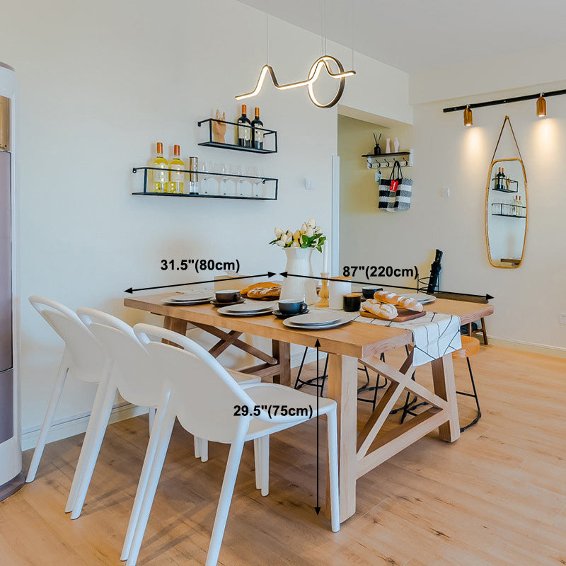 Modern Pine Wood Dining Table Rectangular Trestle Dining Table for Home Use