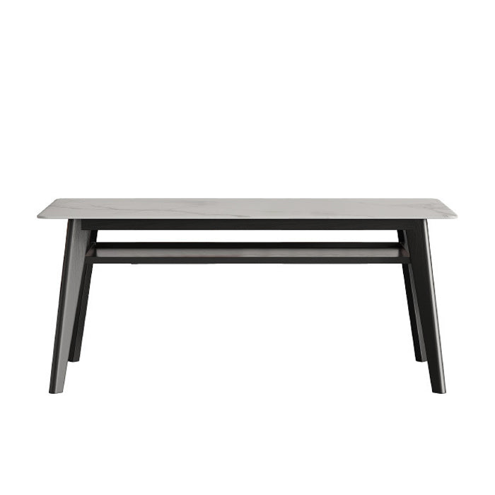 Stone Top Dining Table Contemporary Dining Table with 4 Wood Legs