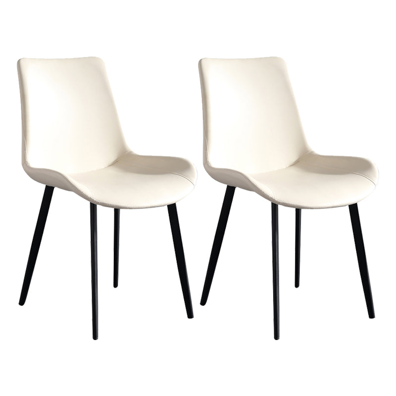 Faux Leather Upholstered Dining Chairs Modern Armless Home Side Chair