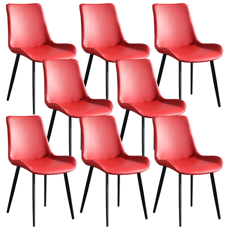 Faux Leather Upholstered Dining Chairs Modern Armless Home Side Chair