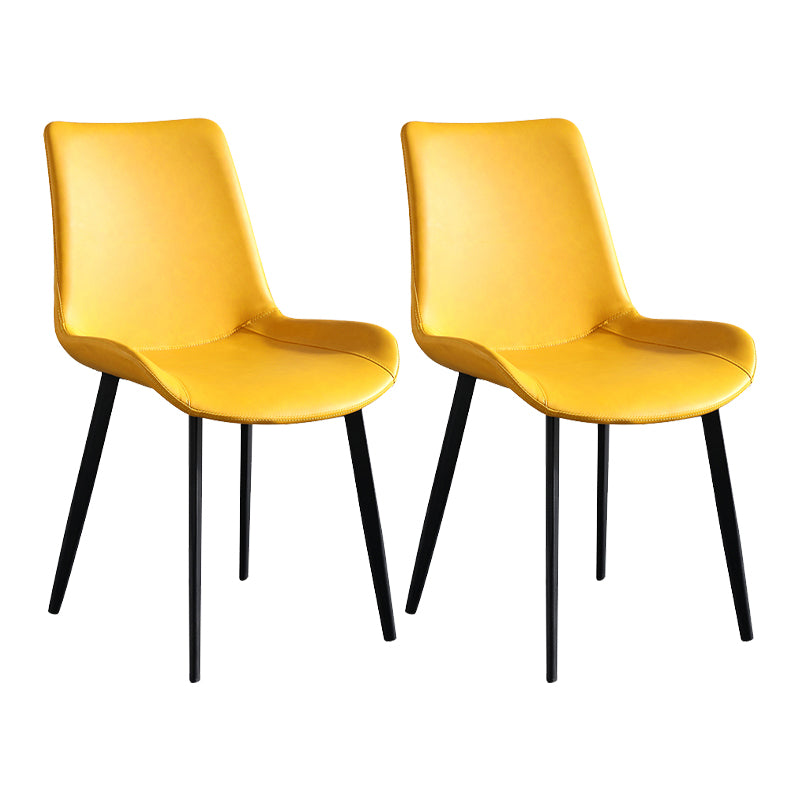 Faux Leather Upholstered Dining Chairs Modern Armless Home Side Chair