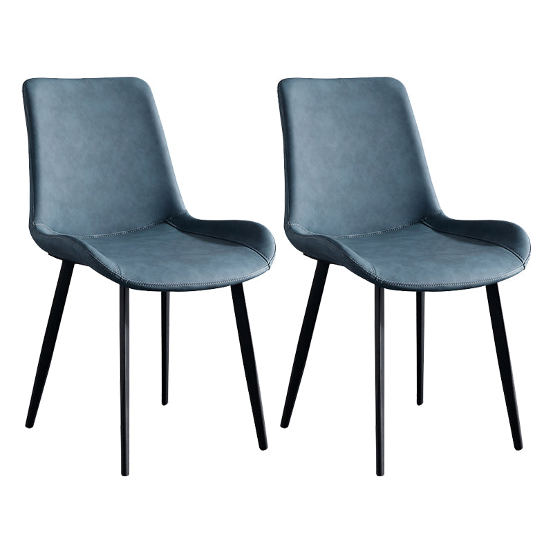 Faux Leather Upholstered Dining Chairs Modern Armless Home Side Chair