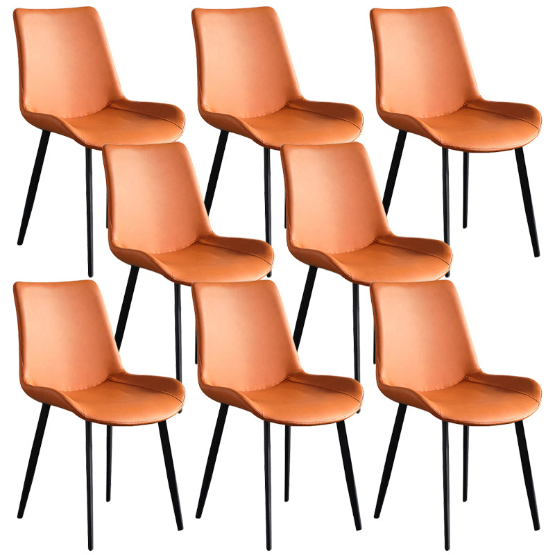 Faux Leather Upholstered Dining Chairs Modern Armless Home Side Chair