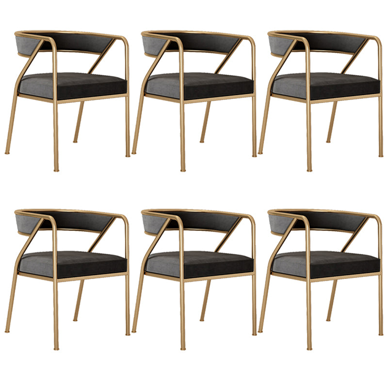 Glam Style Arm Dining Chairs Gold Iron Frame Open Back Dining Side Chair