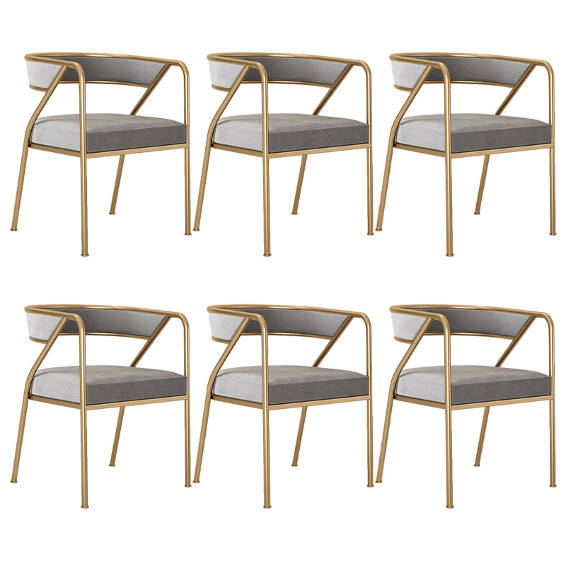 Glam Style Arm Dining Chairs Gold Iron Frame Open Back Dining Side Chair