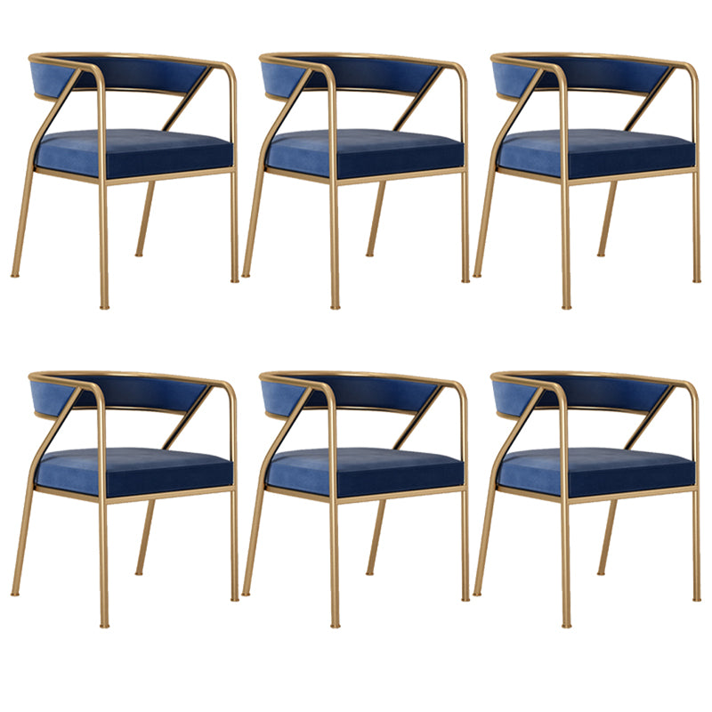 Glam Style Arm Dining Chairs Gold Iron Frame Open Back Dining Side Chair
