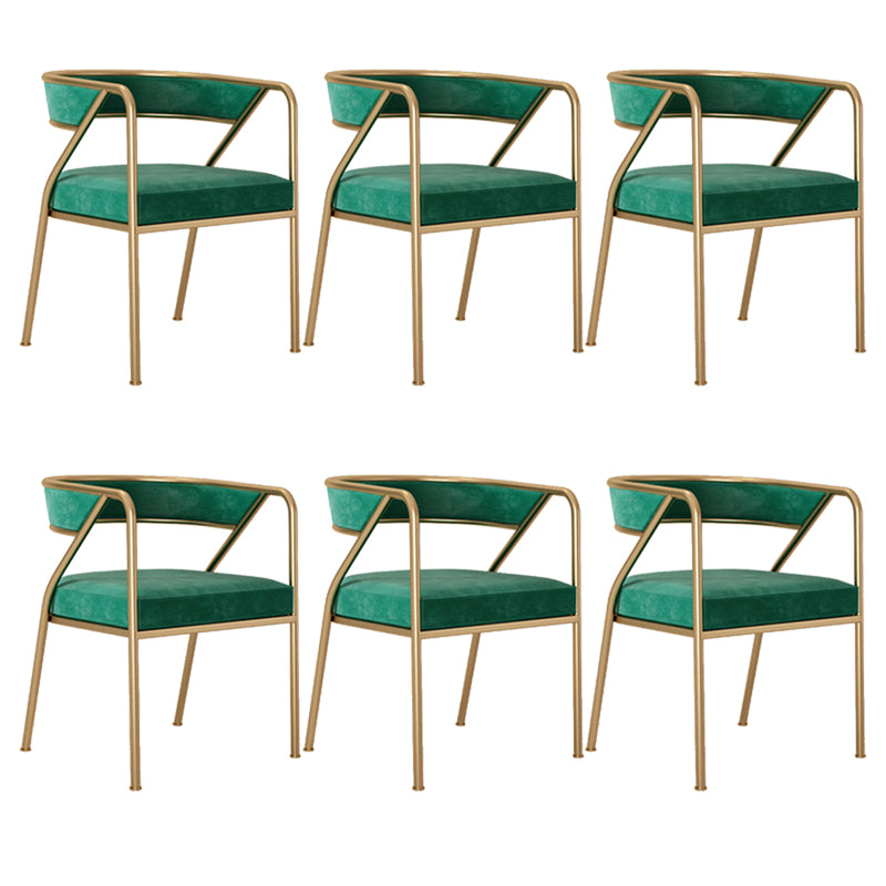 Glam Style Arm Dining Chairs Gold Iron Frame Open Back Dining Side Chair