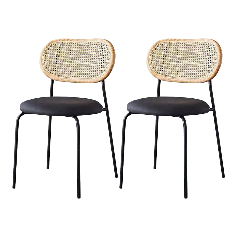 Contemporary Armless Dining Chairs Faux Leather Upholstered Dining Side Chair