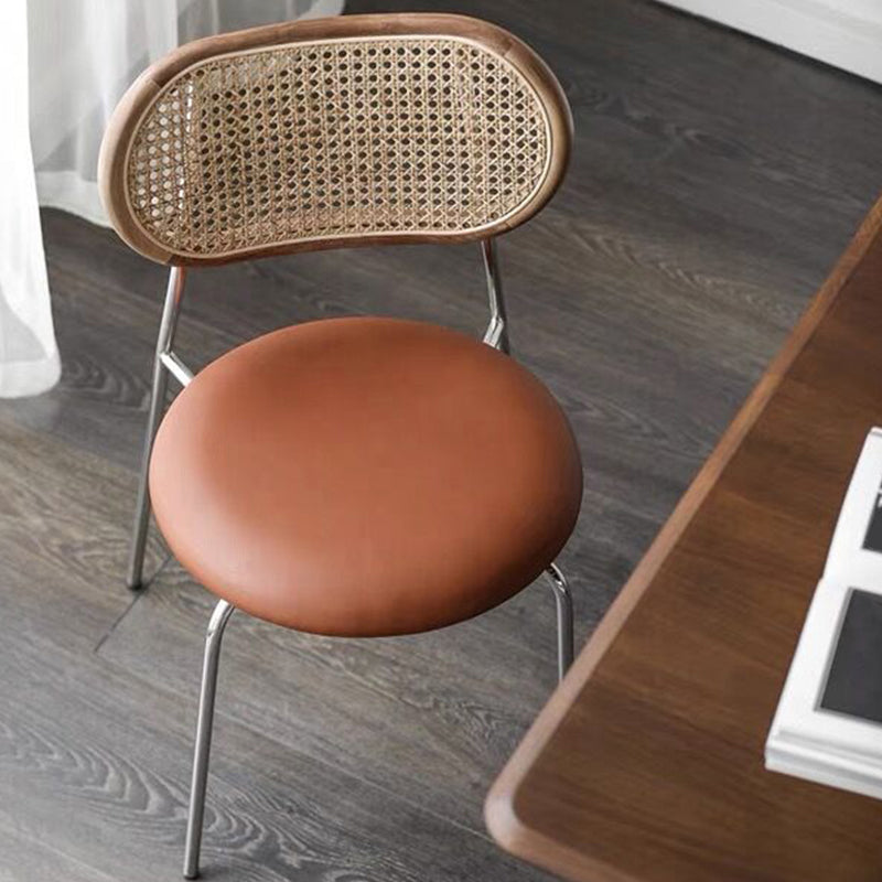 Contemporary Armless Dining Chairs Faux Leather Upholstered Dining Side Chair