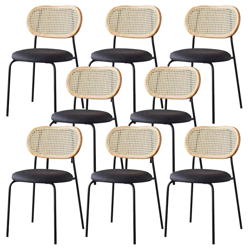 Contemporary Armless Dining Chairs Faux Leather Upholstered Dining Side Chair