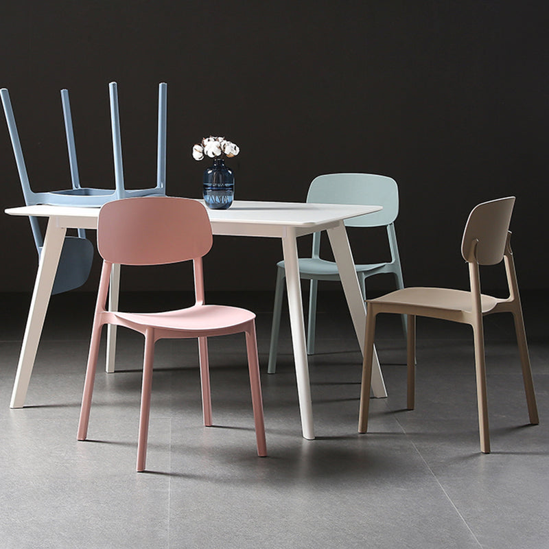 Plastic Armless Dining Chairs Scandinavian Open Back Dining Side Chair