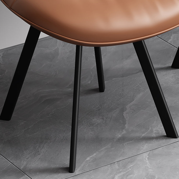 Black Steel Legs Dining Chairs Modern Armless Chair with Faux Leather Upholstered