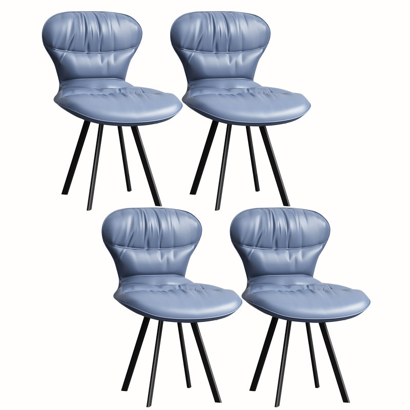 Black Steel Legs Dining Chairs Modern Armless Chair with Faux Leather Upholstered