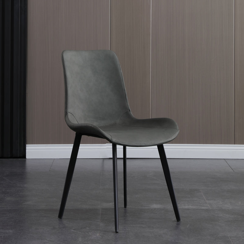 Faux Leather and Metal Side Chair Set Upholstered Side Dining Chairs