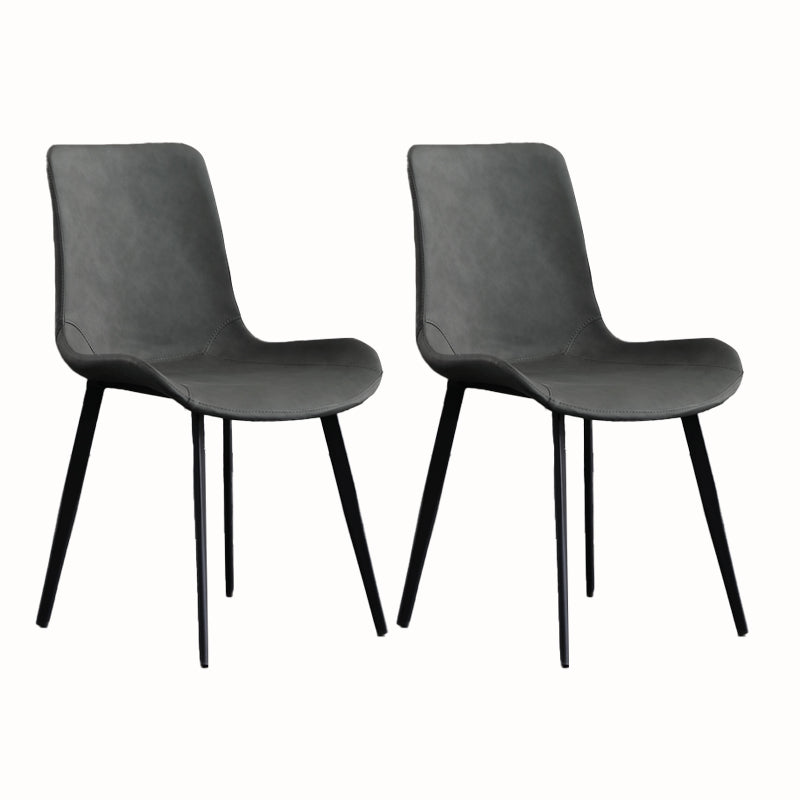 Faux Leather and Metal Side Chair Set Upholstered Side Dining Chairs