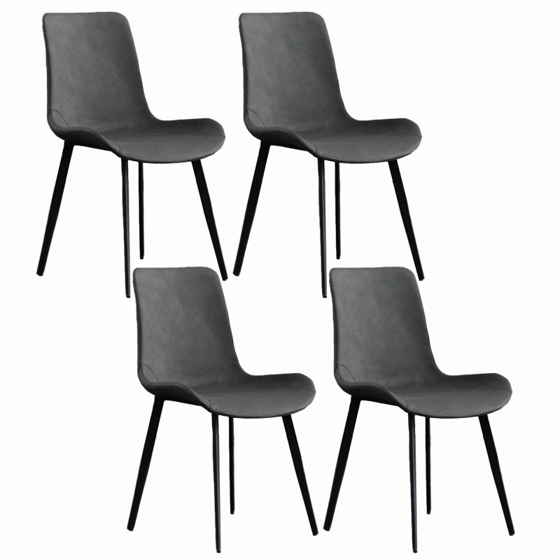 Faux Leather and Metal Side Chair Set Upholstered Side Dining Chairs