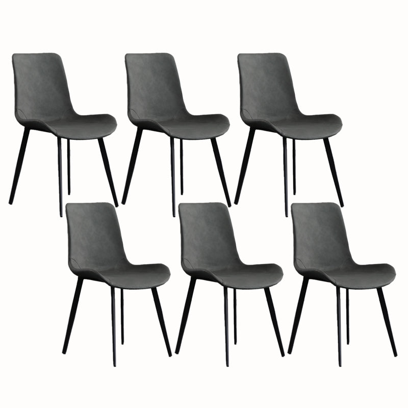 Faux Leather and Metal Side Chair Set Upholstered Side Dining Chairs
