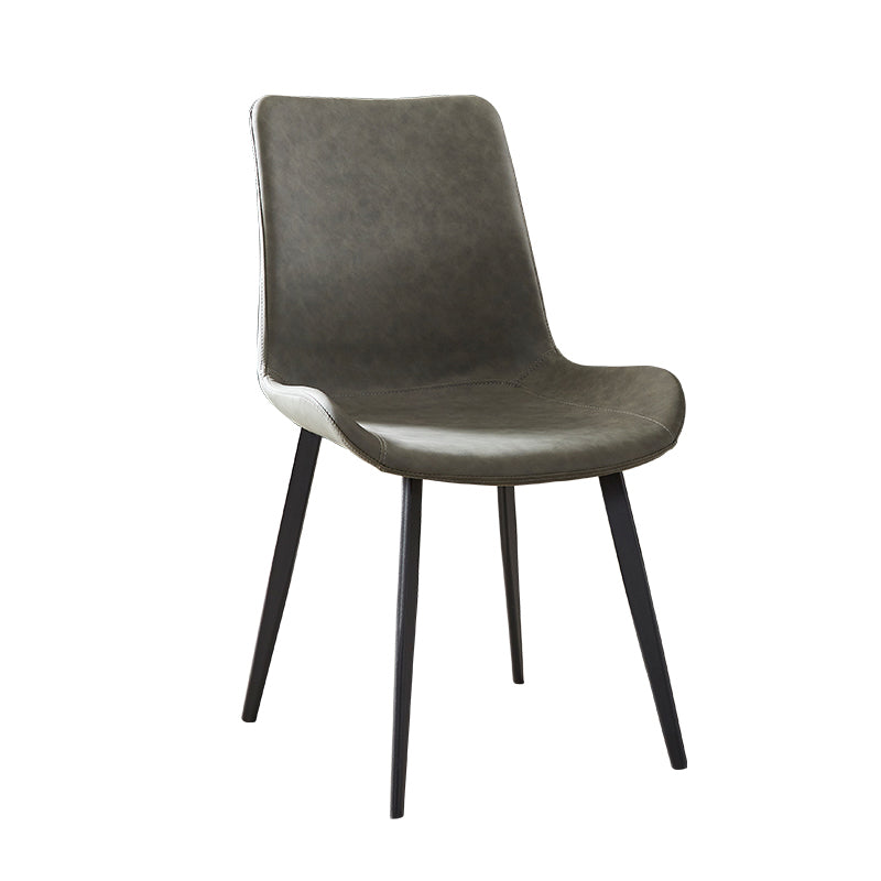 Faux Leather and Metal Side Chair Set Upholstered Side Dining Chairs