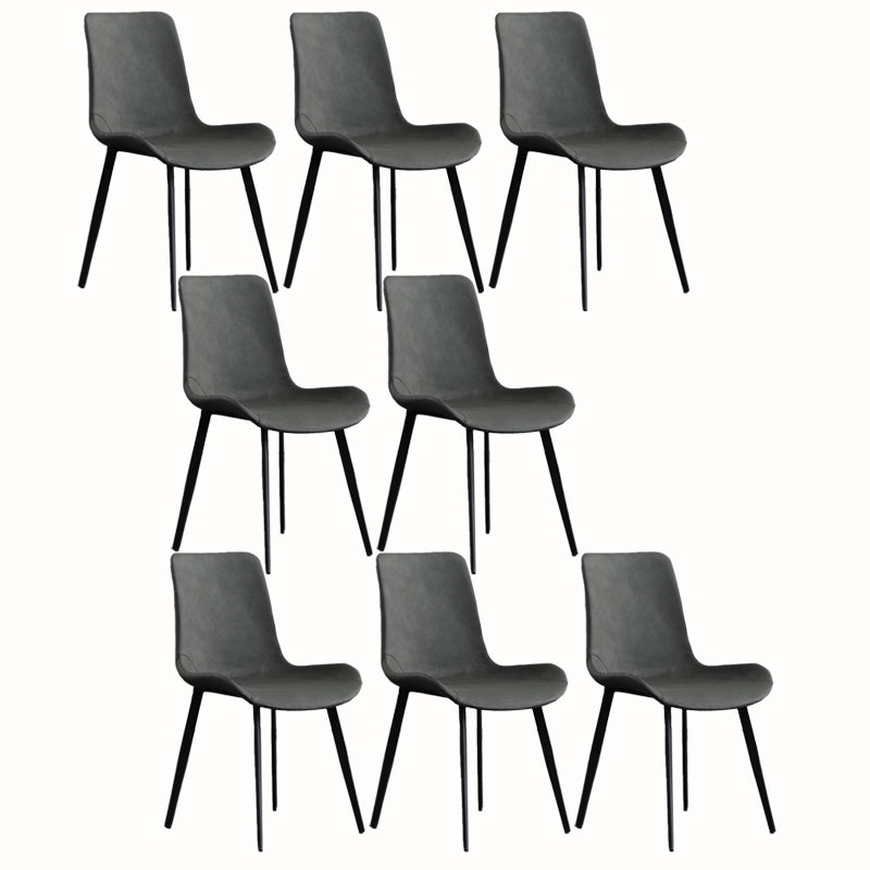 Faux Leather and Metal Side Chair Set Upholstered Side Dining Chairs